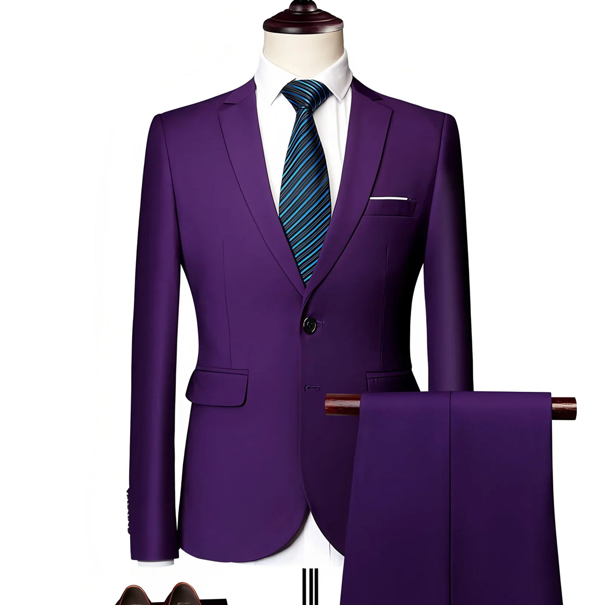 Men's 2 Piece Suit , Two Button Slim Fit Solid Jacket and Pants Set, Suits for Men Prom Party Wedding & Business