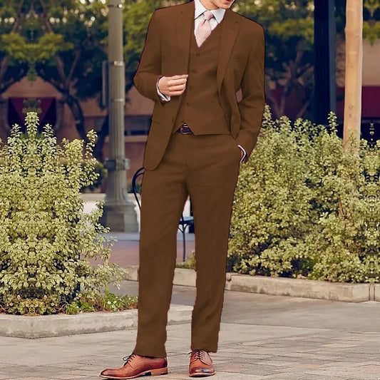 Latest Design Rosy Slim Fit Wedding Suits For Men 3 Piece Smart Business Casual Notch Lapel Blazer Sets Jacket Vest Pants