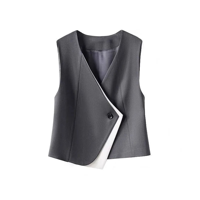 Old money style irregular suit vest women's vest 2025 spring and autumn new layered commuting professional capable shoulders