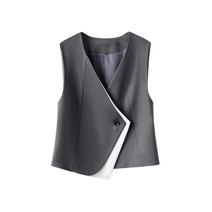 Old money style irregular suit vest women's vest 2025 spring and autumn new layered commuting professional capable shoulders