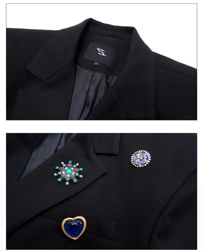 Luxury Temperament Niche Three-dimensional Patchwork Blazer Coat Men's 2025 Autumn Original Shoulder Pad Clothes JY4547