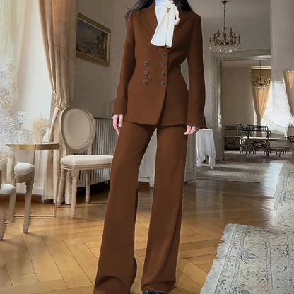 2025 New Women Casual Blazer Suit Set with Double-breasted Office Formal Pant Suit Separates Slim Fit Custom Made Traje de Mujer