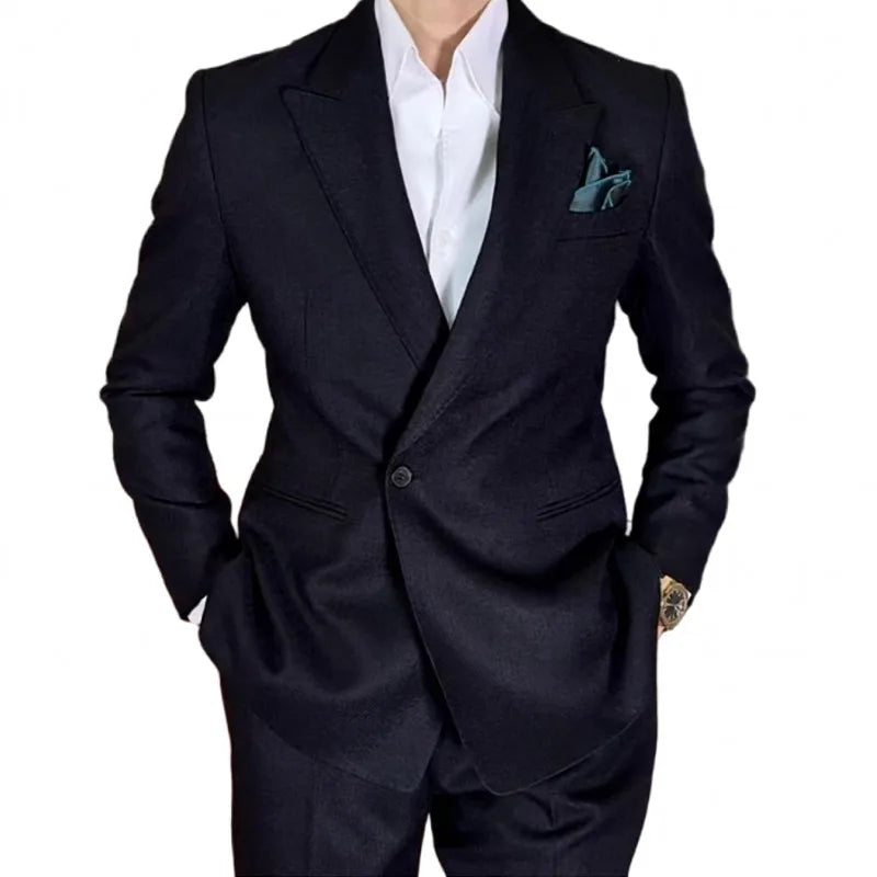 Business Mens Banquet Wedding Suits Set Italian Style Single Button Classic Slim Male Blazers Suit Pant Two-Piece Set Outfits