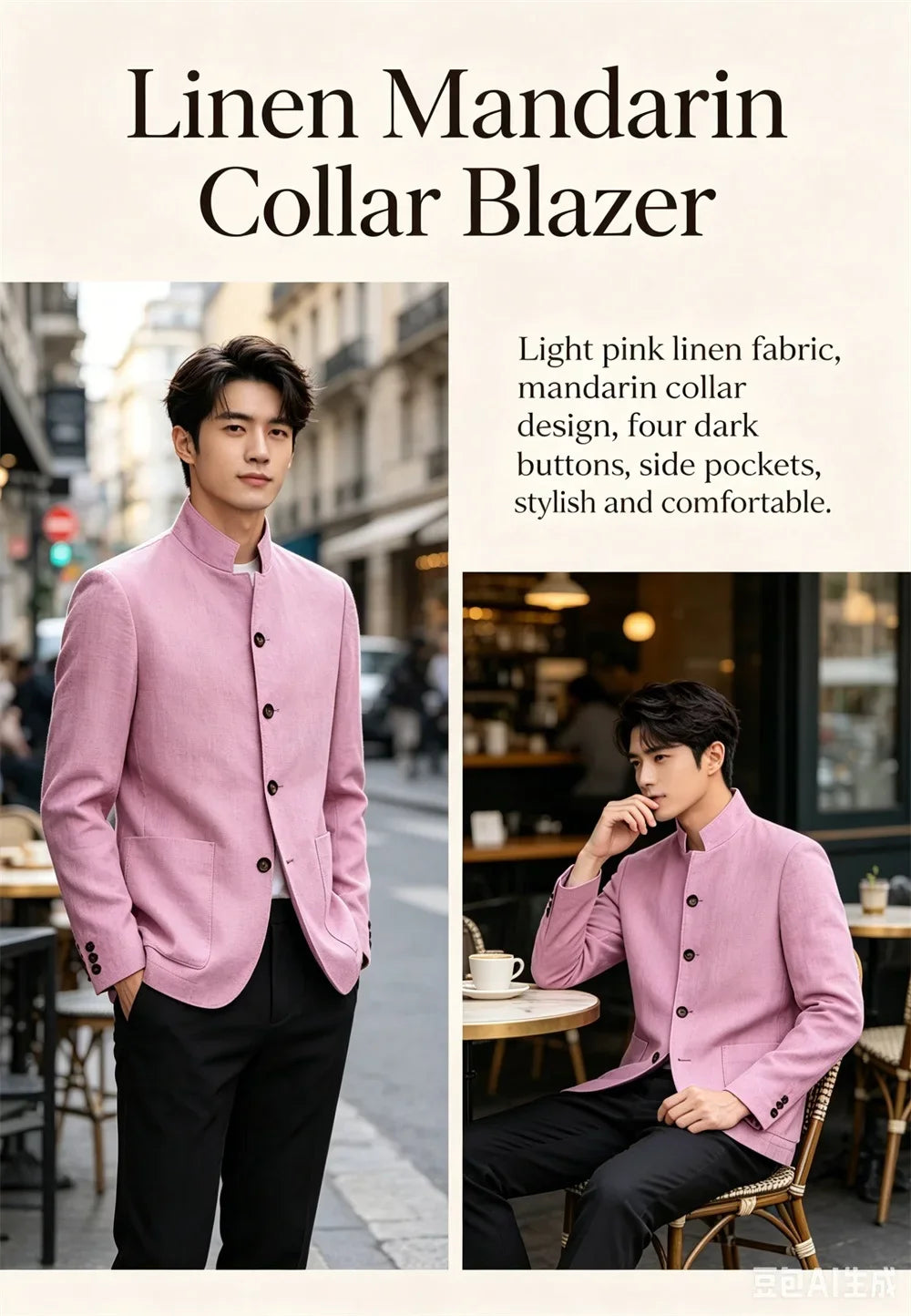 Men's Linen Blend Blazer Single Breasted 4 Buttons Patch Pockets Slim Fit Business Wedding Daily Breathable Fashion Casual Coat