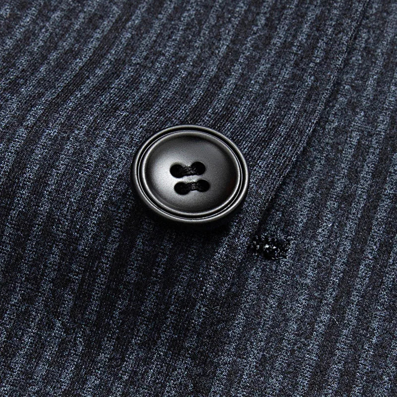 Men's Smart Casual Striped Blazer – Blue, Spring Autumn Business Wear