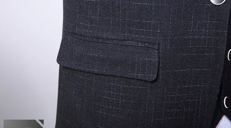 British Style 3-Piece Suit Set - High-Quality Men's Fashion Wedding Banquet European American Look with Jacket Vest Trousers
