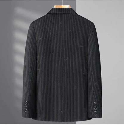 Men's Smart Casual Blazer – Single Breasted Polyester Jacket for Middle-Aged Men – Spring Autumn