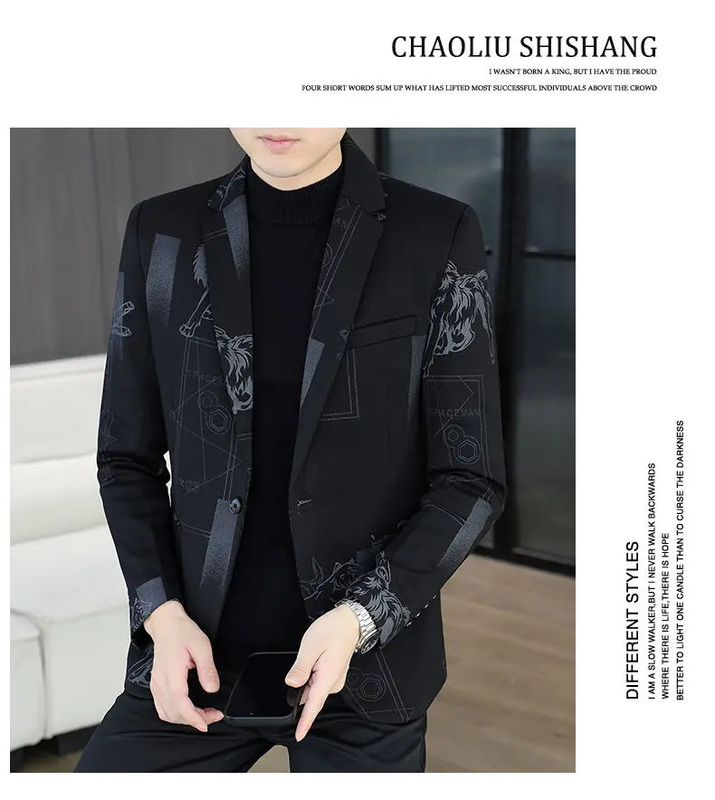 Blazer Autumn and Winter Men's Fashion Business Outdoor Travel Checkered Wedding Youth Slimming Casual High Formal Wear Blazer