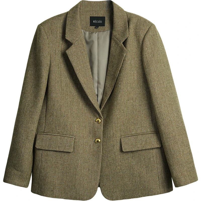 Women's Blazer Floral Spliced Jacquard Cuff Blazers Spring 2026 Old Money Style Oversize Long Wool Coats GO57DN002081