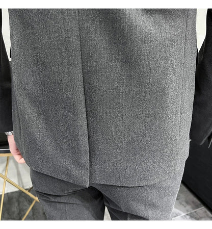 Men's Slim Fit 3-Piece Suit – Solid Color, Smart Casual & Wedding