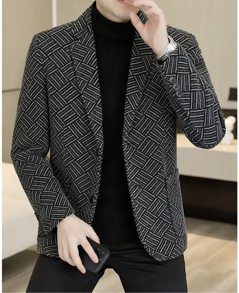 Blazer Autumn and Winter Men's Fashion Outdoor Travel Youth Wedding Slimming Casual Formal Wear with Cotton Warmth Blazer  2025