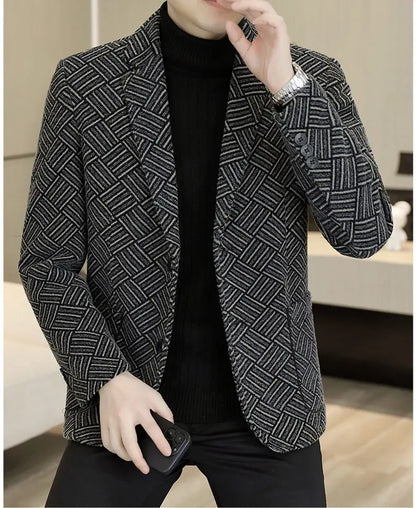 Blazer Autumn and Winter Men's Fashion Outdoor Travel Youth Wedding Slimming Casual Formal Wear with Cotton Warmth Blazer  2025