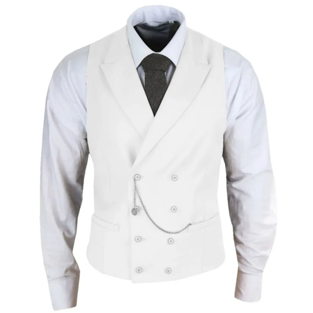 Men's Formal Satin Vest | Double Breasted Waistcoat for Wedding, Banquet & Business