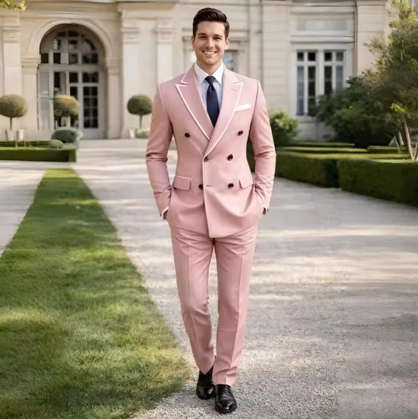 Men Suits 2 Pieces Blazer Pant Set for Groom Prom Formal Double Breasted Wedding Tuxedo Slim Fit Party Suit for Men