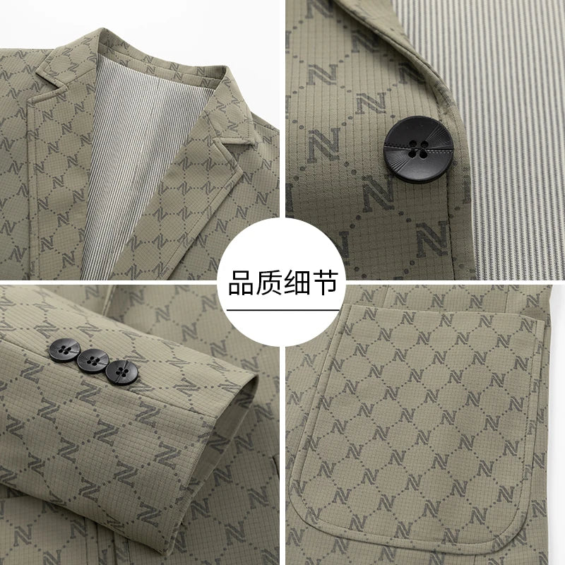 Blazer Outdoor Men's Casual Fashionable Sporty Slimming Letter Trendy British Style Versatile Business Gentleman Wedding Blazer