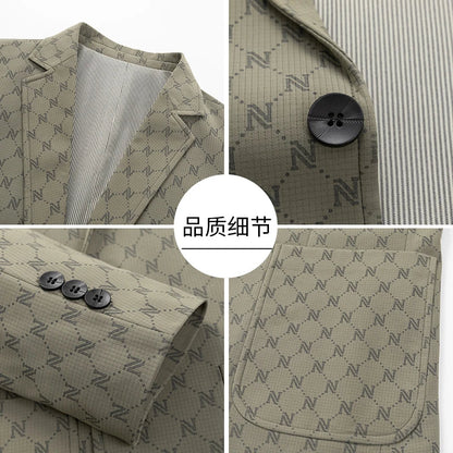 Blazer Outdoor Men's Casual Fashionable Sporty Slimming Letter Trendy British Style Versatile Business Gentleman Wedding Blazer