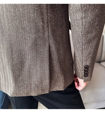 Men's Blazer Single Breasted Slim Fit Korean Style Casual Suit Jacket