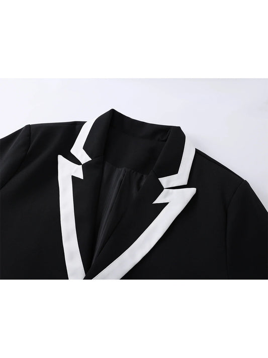 Women Black Gothic Emo Blazer Jacket Vintage Long Sleeve Single Breasted Outerwear Luxury Suit Coat Y2k 2000s Autumn Spring 2025