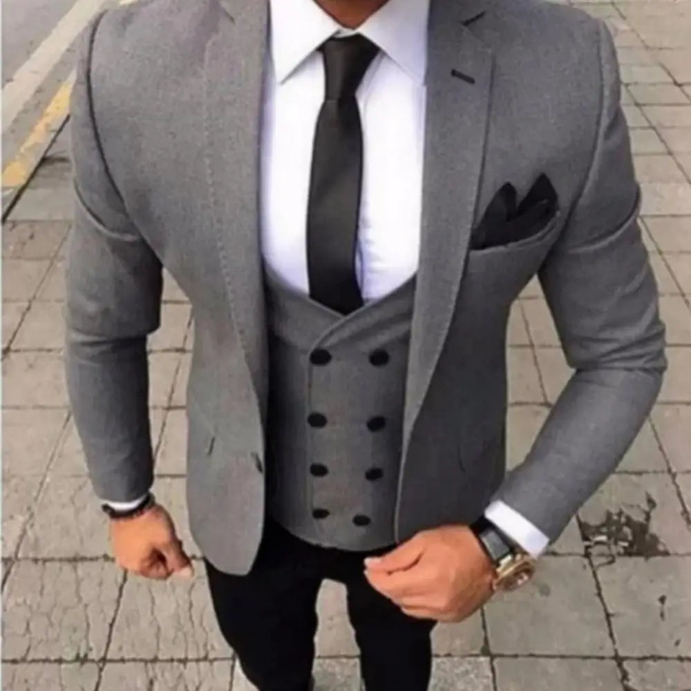 Ensemble de costume 3 pièces coupe ajustée marron pour homme avec blazer, gilet et pantalon - Tenue décontractée pour mariage, bal de promo, affaires, smoking de marié