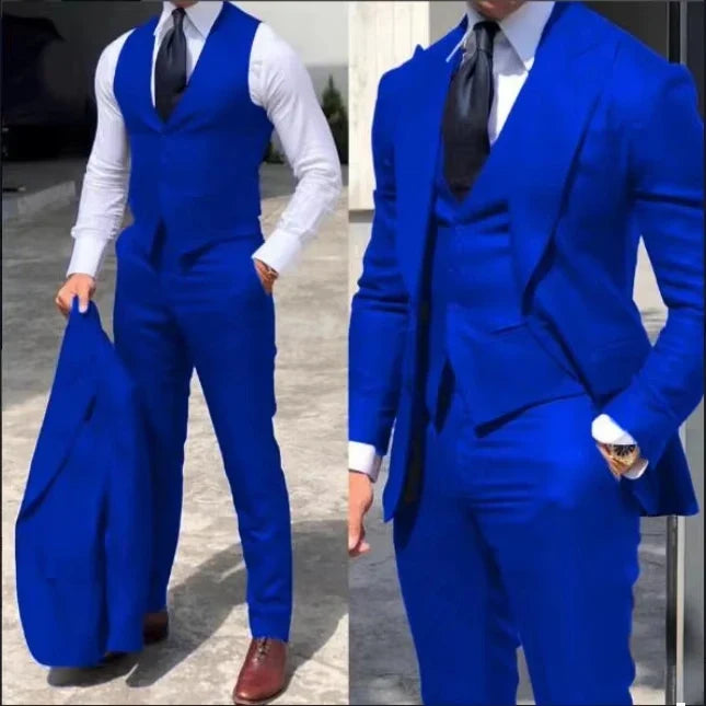Costumes de mariage élégants, coupe ajustée pour marié, 3 pièces, costume de garçons d'honneur, veste, gilet, pantalon formel pour homme, pas cher.