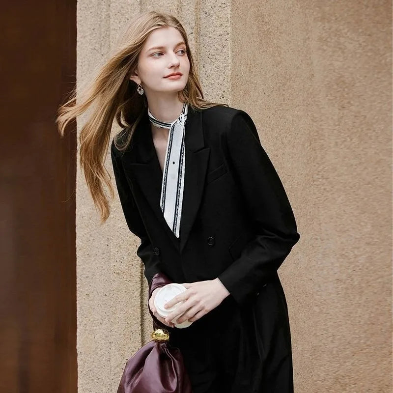 Premium Solid Color Women's Petite Double Breasted Short Blazer 2025 Fall New Arrival High Quality Fashion Office Wear Youthful