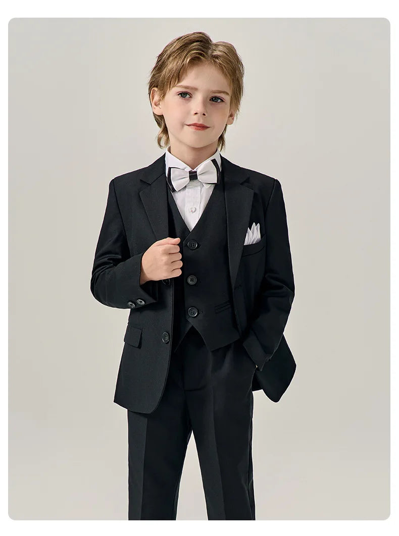Prince Kids Green Jakcet Vest Pants Bowtie Piano Party Dress Boys Wedding Ceremony Photograph Suit Children Performance Costume