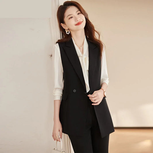 Women's Vest Jacket 2025 New Fashion Sleeveless Jacket Professional Blazer Vest Coat Korean Slim Femme Waistcoat Tops Outerwear