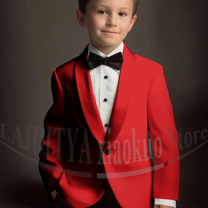 Chic Suits for Boy Cute Shawl Lapel One Button Blazer with Pants Party Costume Wedding Tuxedos 2 Piece Fashion Kids Clothes