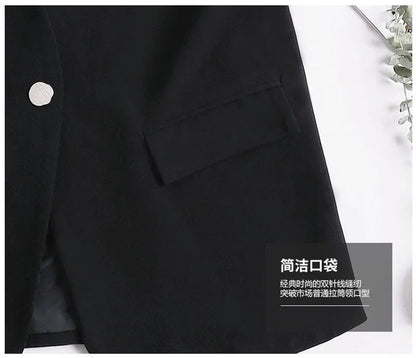 Feminine V-neck Blazer Waistcoat Tops Coat Korean Women Fashion Leisure Suit Vest Outerwear Spring Autumn Ladies Solid Color Sle