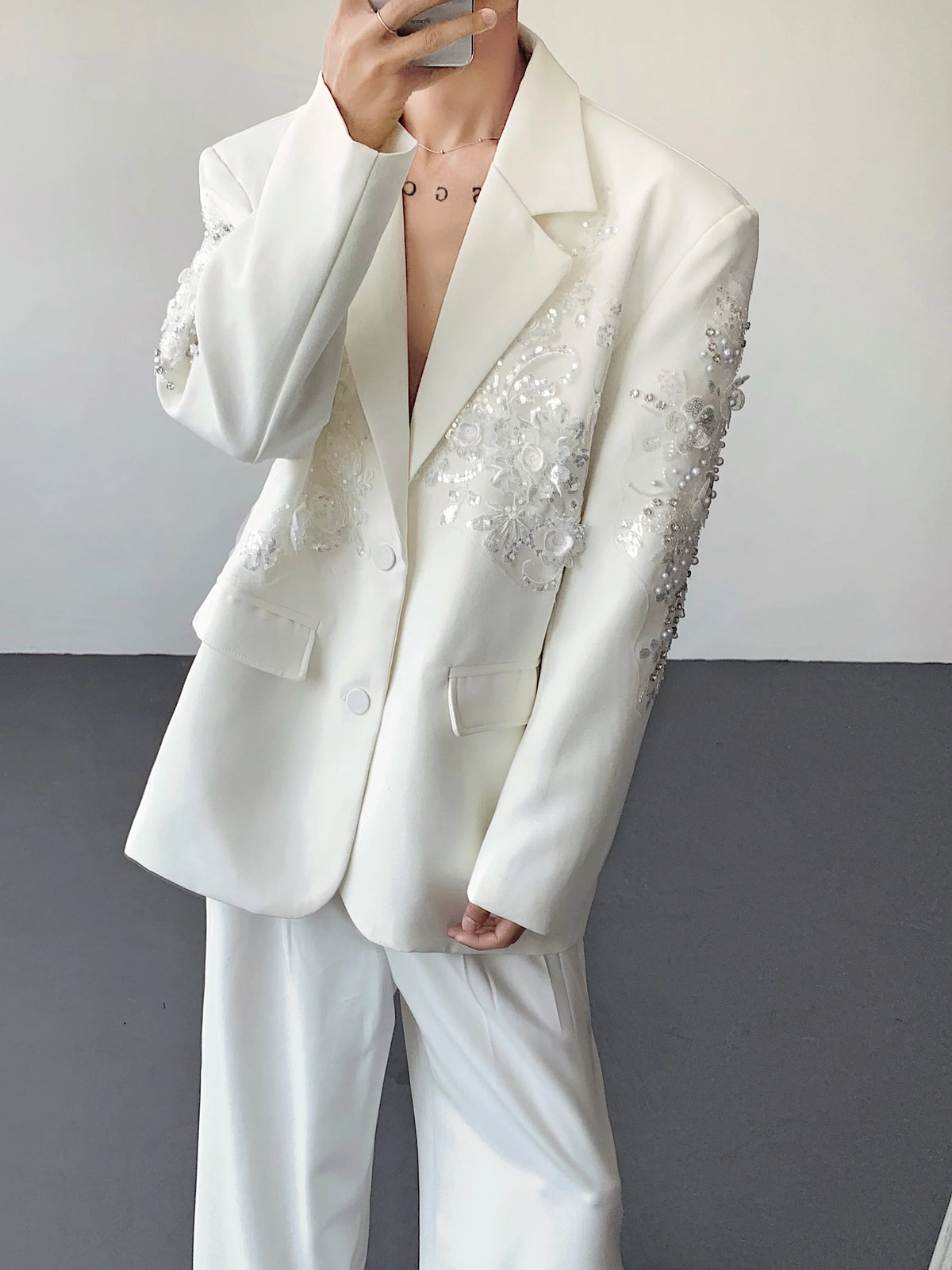 Trend Men's Formal Dress, Wedding Suit Jacket Sequined Embroidered Casual Suit Jacket Celebrity Stage Performance Costumes