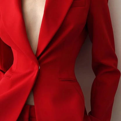 Tailor Made Women's Suit Slim Fit Notch Lapel 2 Pcs Workplace Style Blazer Female Business Work Wear (Jacket+Pant）