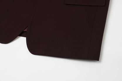 Men's 3-Piece Wedding Suit – Single Breasted Smart Casual Suit for Men – Burgundy, Navy Blue, Black, Dark Grey