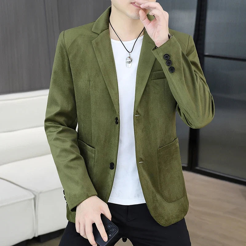 Blazer's New Men's Fashion Outdoor Travel Camping Youth Wedding Hosting Campus Slimming Casual Solid Color Korean Version Blazer
