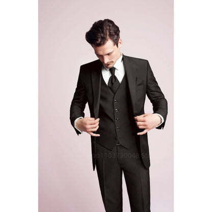 Men's Clothes Slim Fit Formal Business Suit Wedding 3-Piece Set with Peak/Notch Lapel Blazer Vest And Trousers for Party Prom