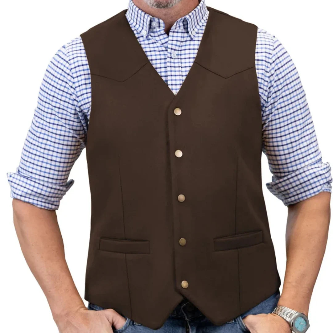 Men's Vest Single Button V-Neck Waistcoat in Gold Suede Velvet for Weddings & Formal Events
