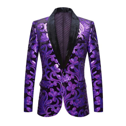 Men's Velvet Sequin Fashion Suit European And American Style Stage Clothes Handsome Trendy Clothing for Singers