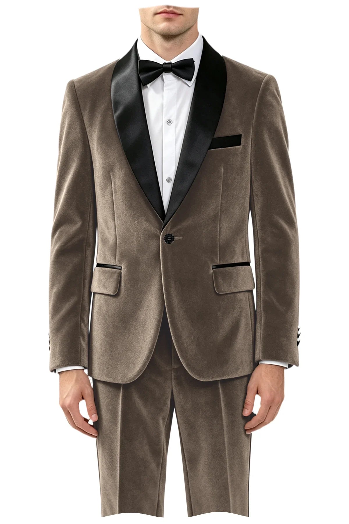 Men's Velvet 2-Piece Tuxedo Suit Satin Shawl Lapel Slim Fit Blazer & Pants for Wedding, Prom & Banquet