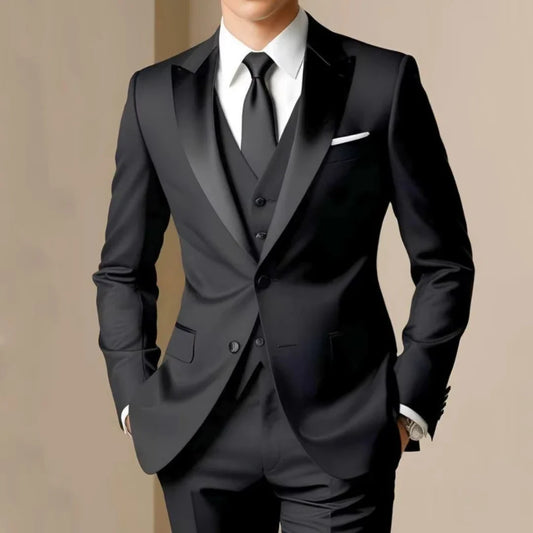 Men's 3-Piece Slim Fit Suit Single Button with Lapel for Wedding, Business & Formal Occasions