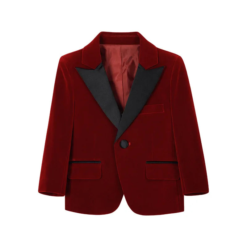 Boys Formal Wedding Birthday Party Wear Kids Piano Host Speech Performance Costume Children's Blazer Pants Bowtie