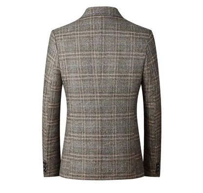 New Men's Plaid Blazer Male Suit Jacket Classic Slim Business Casual Blazers Men Clothing Wedding Suit Coats 4XL
