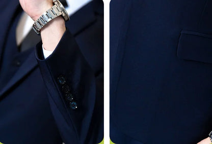Men's Three-Piece Suit Set Fashion Business Career Waistcoat Trousers Wedding Dress Groom Best Man Decoration Body
