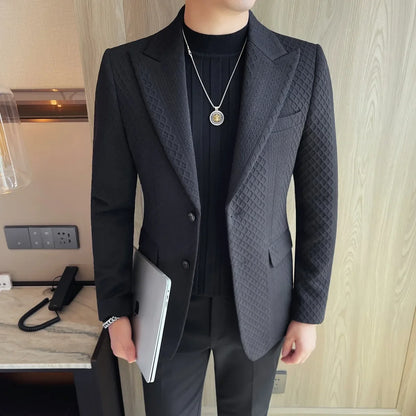 Autumn Winter Single Breasted Wedding Suit Jacket for Men Business Casual Slim Fit Blazers Banquet Party Social Suit Jackets