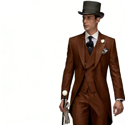 Men's Casual Lapel Smoking Slim Fit Wedding Suit Single-Button Blazer Vest Pant Party Festive 3-Piece Men Suit Set