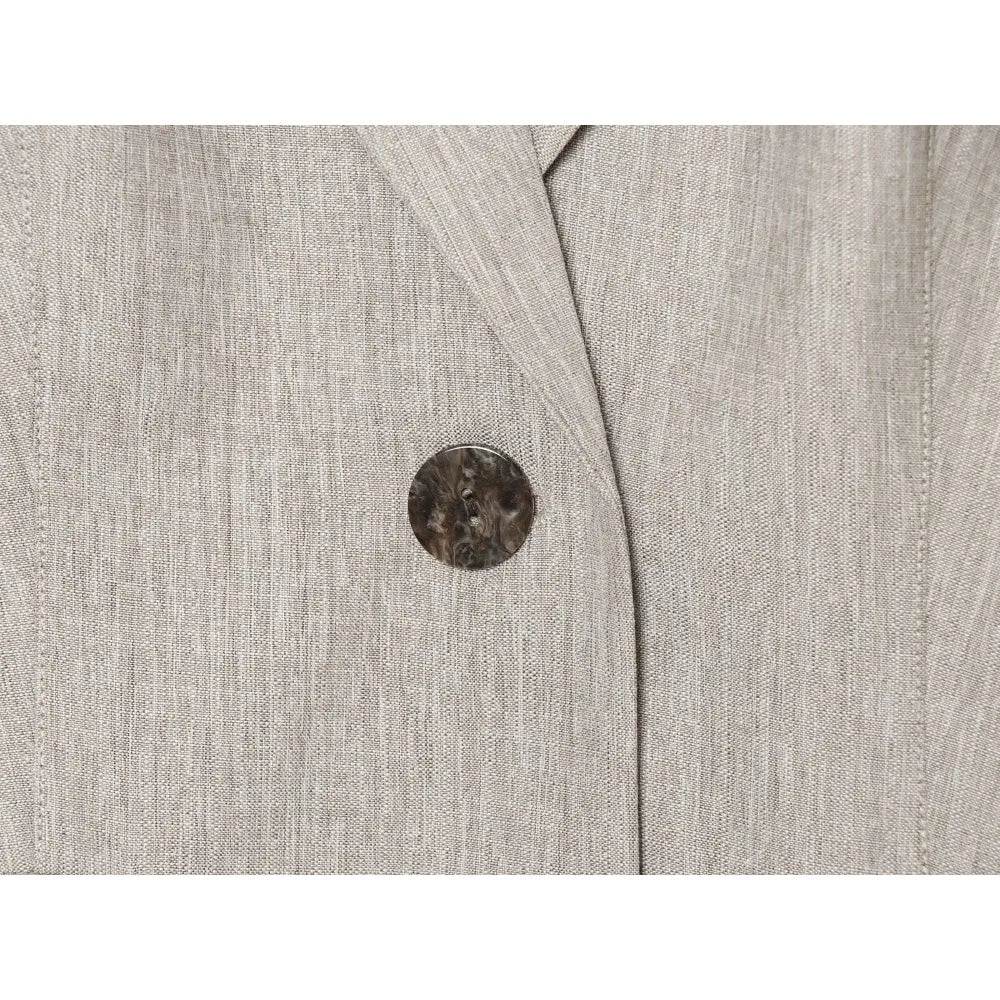 Stylish OL Style Pant Sets Women New Matching Sets Linen Blazer with Shoulder Pads and Flap Pockets + High-waisted Pleated Pants
