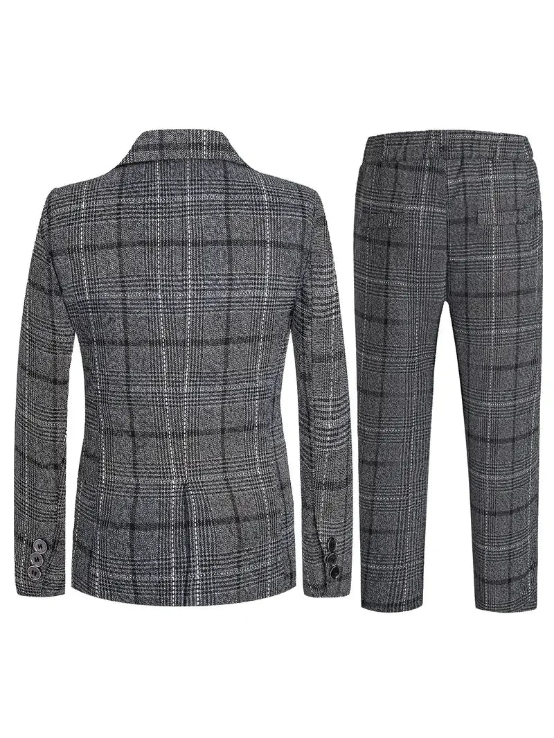 1-11Years Kids Jacket Pants 2Pieces Spring Autumn Clothing Set Flower Boys Plaid Wedding Dress Children's Photography Blazer Set