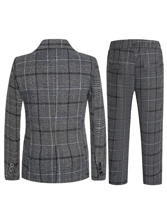 1-11Years Kids Jacket Pants 2Pieces Spring Autumn Clothing Set Flower Boys Plaid Wedding Dress Children's Photography Blazer Set