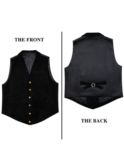 Men's Faux Suede Waistcoat – Single Breasted Slim Fit Formal Vest for Weddings & Business