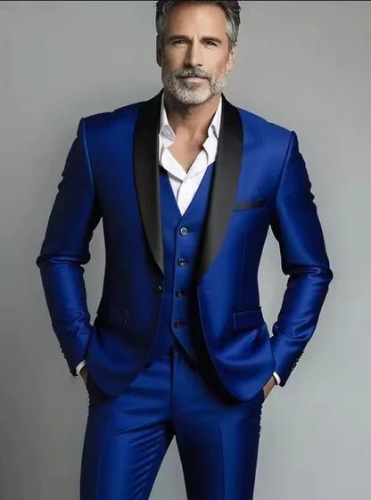 Veste Gilet Pantalon Couleur Unie Costume Homme Formel Business Bureau Marié Mariage Fête Blazer Gilet Pantalon Smoking