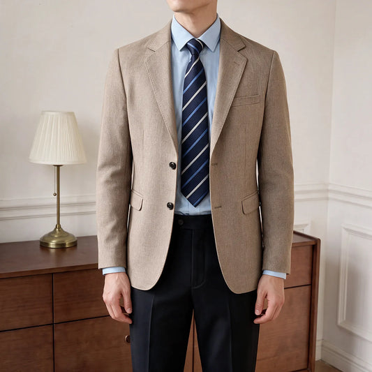 Men's Blazer Retro Texture Smart Casual Suit Lightweight Business Commuter Jacket