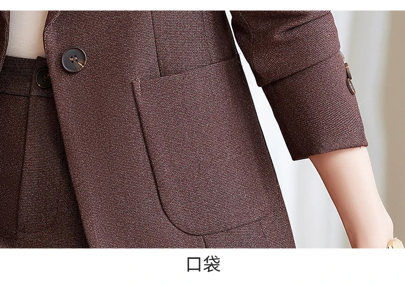 Fashionable professional women's high-quality two-piece trousers + blazer set. 2025 autumn and winter new styles